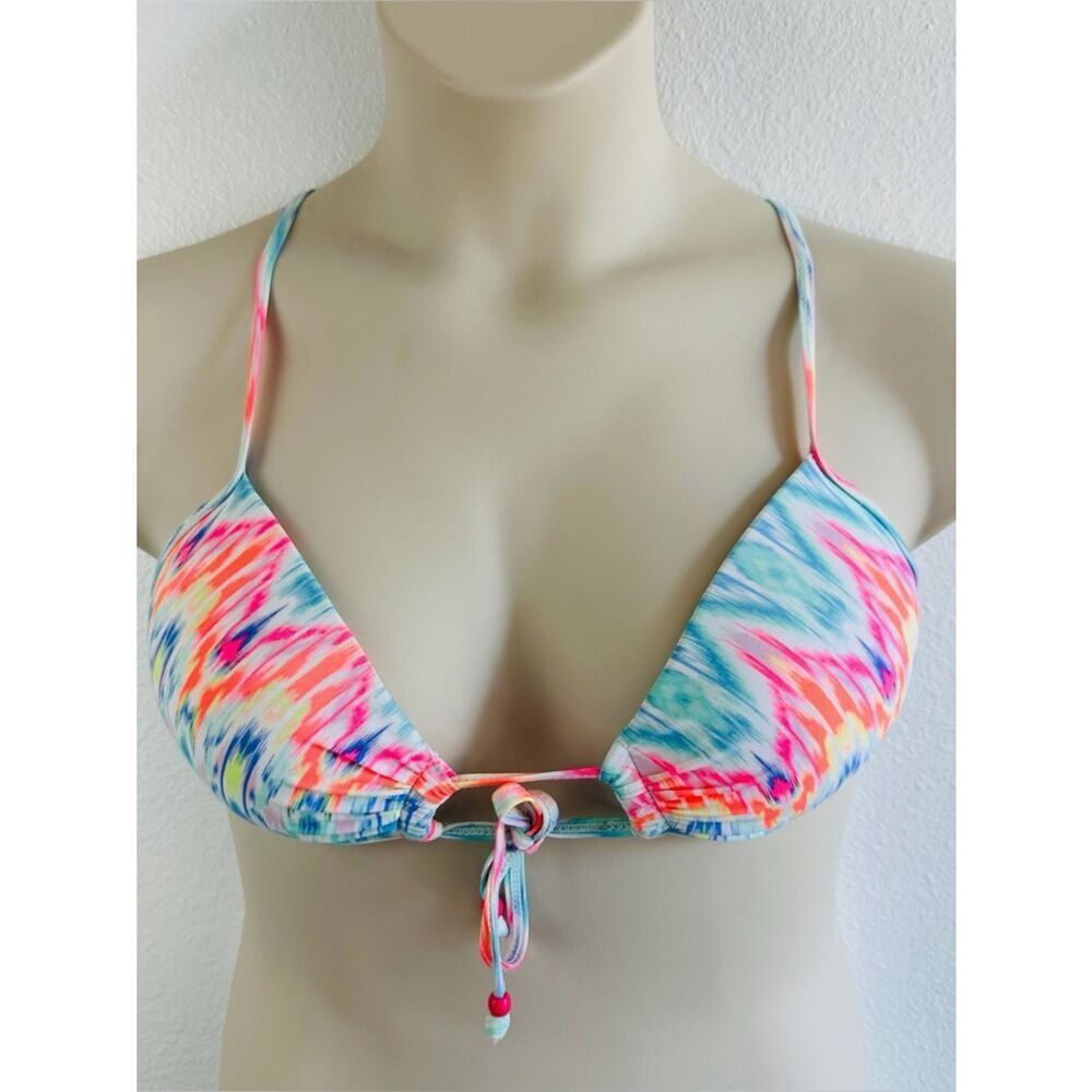 In Gear Ikat Rainbow Strappy Padded Bikini Top Size M